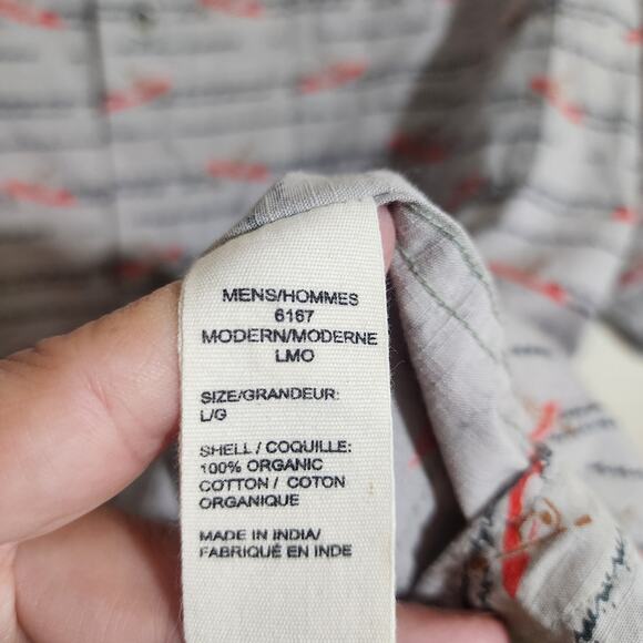 Woolrich kayak print organic cotton short sleeve button up shirt mens size large - Picture 8 of 9